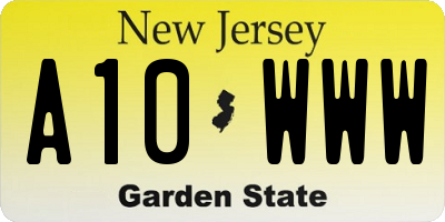 NJ license plate A10WWW