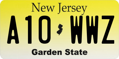 NJ license plate A10WWZ