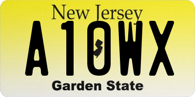 NJ license plate A10WX