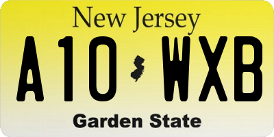 NJ license plate A10WXB