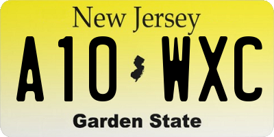 NJ license plate A10WXC