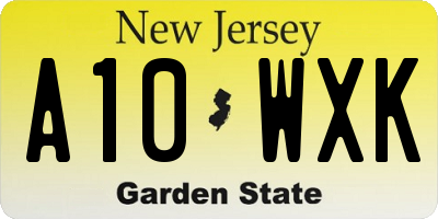 NJ license plate A10WXK