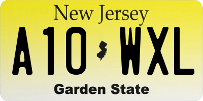 NJ license plate A10WXL