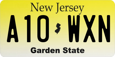NJ license plate A10WXN