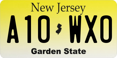 NJ license plate A10WXO