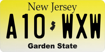 NJ license plate A10WXW