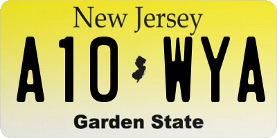 NJ license plate A10WYA