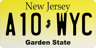 NJ license plate A10WYC