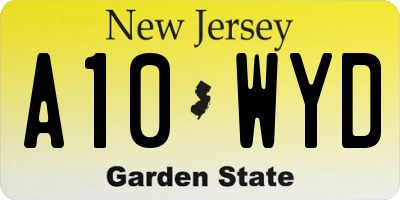 NJ license plate A10WYD