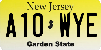 NJ license plate A10WYE