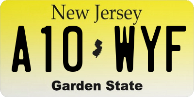 NJ license plate A10WYF