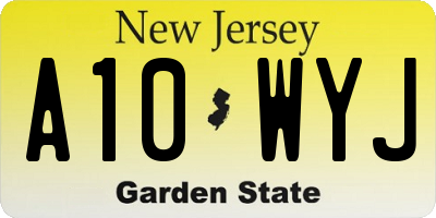 NJ license plate A10WYJ