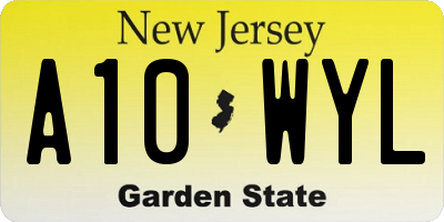 NJ license plate A10WYL