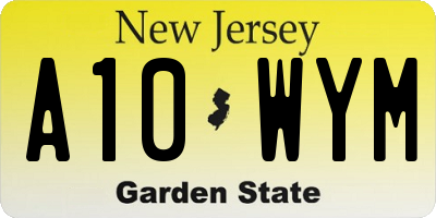 NJ license plate A10WYM