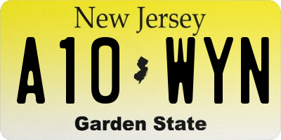 NJ license plate A10WYN
