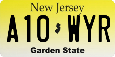 NJ license plate A10WYR