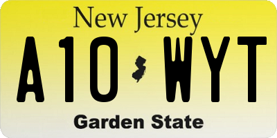 NJ license plate A10WYT