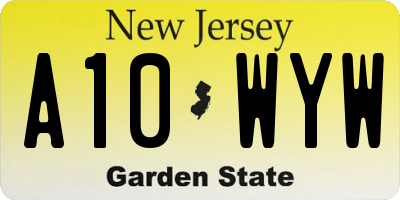 NJ license plate A10WYW