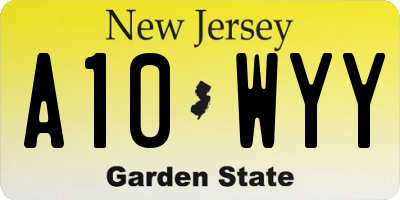 NJ license plate A10WYY