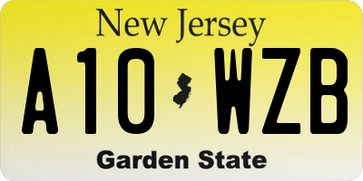 NJ license plate A10WZB