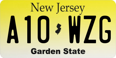 NJ license plate A10WZG