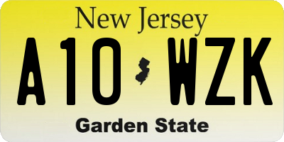 NJ license plate A10WZK