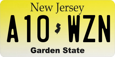 NJ license plate A10WZN