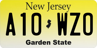 NJ license plate A10WZO