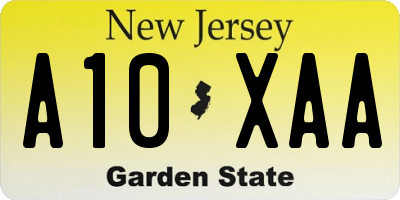 NJ license plate A10XAA