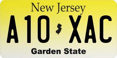 NJ license plate A10XAC