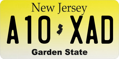NJ license plate A10XAD