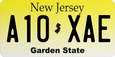 NJ license plate A10XAE