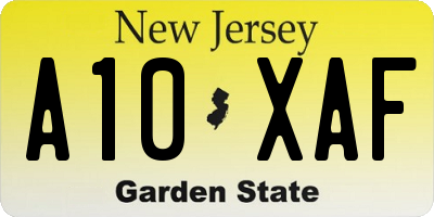 NJ license plate A10XAF