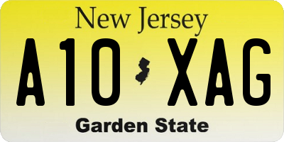 NJ license plate A10XAG