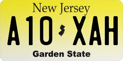 NJ license plate A10XAH