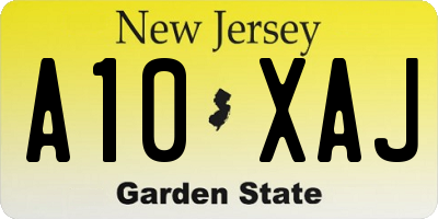 NJ license plate A10XAJ