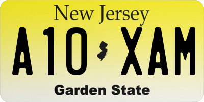 NJ license plate A10XAM