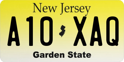 NJ license plate A10XAQ