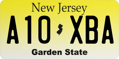 NJ license plate A10XBA