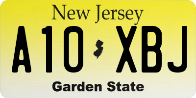 NJ license plate A10XBJ