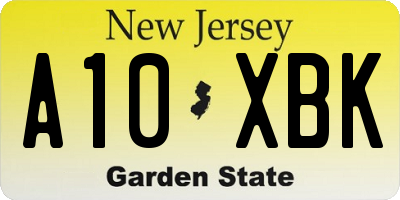 NJ license plate A10XBK