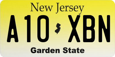 NJ license plate A10XBN