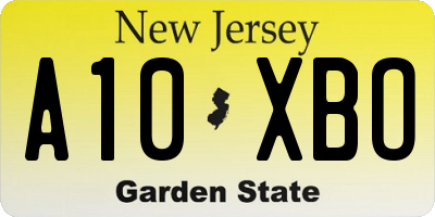 NJ license plate A10XBO