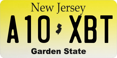 NJ license plate A10XBT