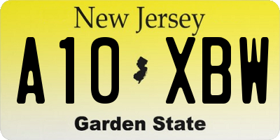 NJ license plate A10XBW