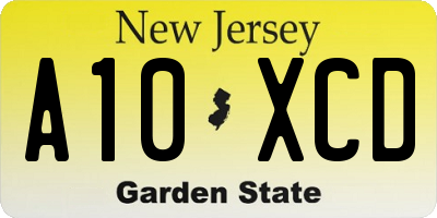 NJ license plate A10XCD