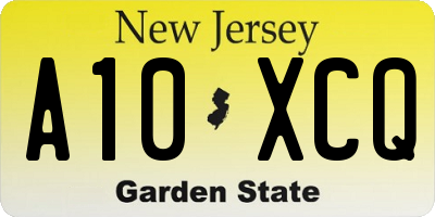 NJ license plate A10XCQ