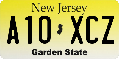 NJ license plate A10XCZ