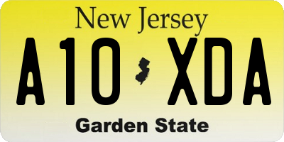 NJ license plate A10XDA