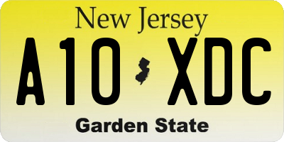 NJ license plate A10XDC